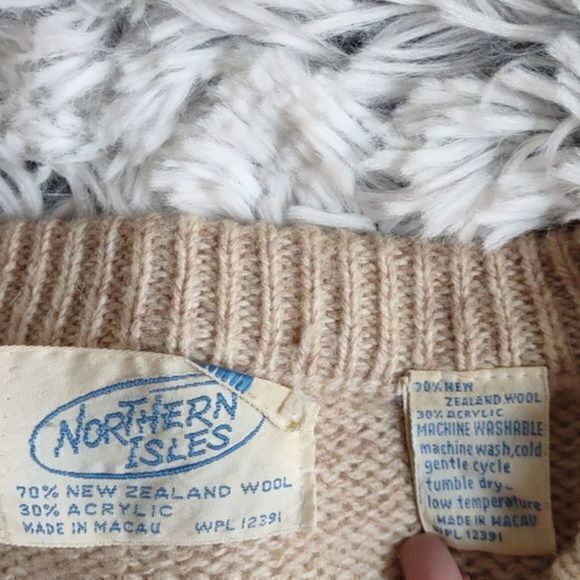 Vintage Northern Isles Neutral Cream Wool Blend‎ Button Down Cardigan - Picture 2 of 10